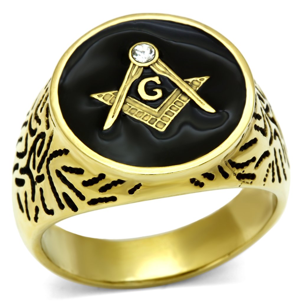 TK768 - IP Gold(Ion Plating) Stainless Steel Ring with Top Grade Crystal  in Clear-0