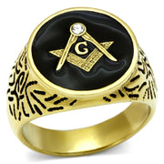TK768 - IP Gold(Ion Plating) Stainless Steel Ring with Top Grade Crystal  in Clear-0
