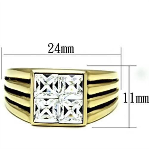 TK769 - IP Gold(Ion Plating) Stainless Steel Ring with Top Grade Crystal  in Clear-1