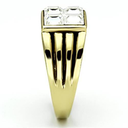 TK769 - IP Gold(Ion Plating) Stainless Steel Ring with Top Grade Crystal  in Clear-3