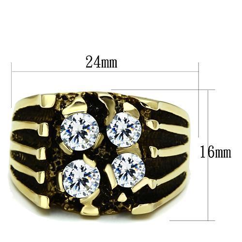 TK772 - IP Gold(Ion Plating) Stainless Steel Ring with AAA Grade CZ  in Clear-1