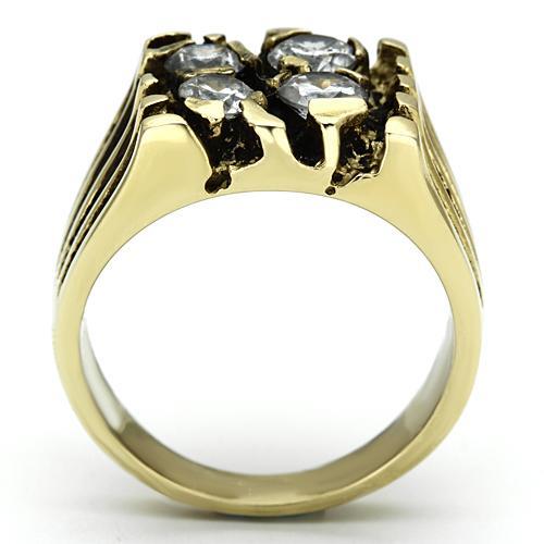 TK772 - IP Gold(Ion Plating) Stainless Steel Ring with AAA Grade CZ  in Clear-2