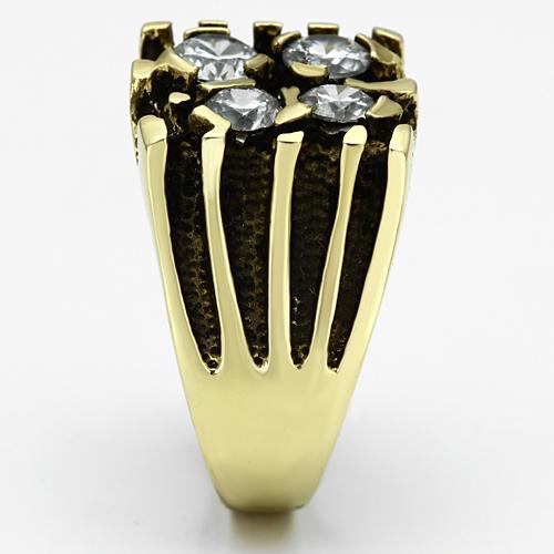 TK772 - IP Gold(Ion Plating) Stainless Steel Ring with AAA Grade CZ  in Clear-3