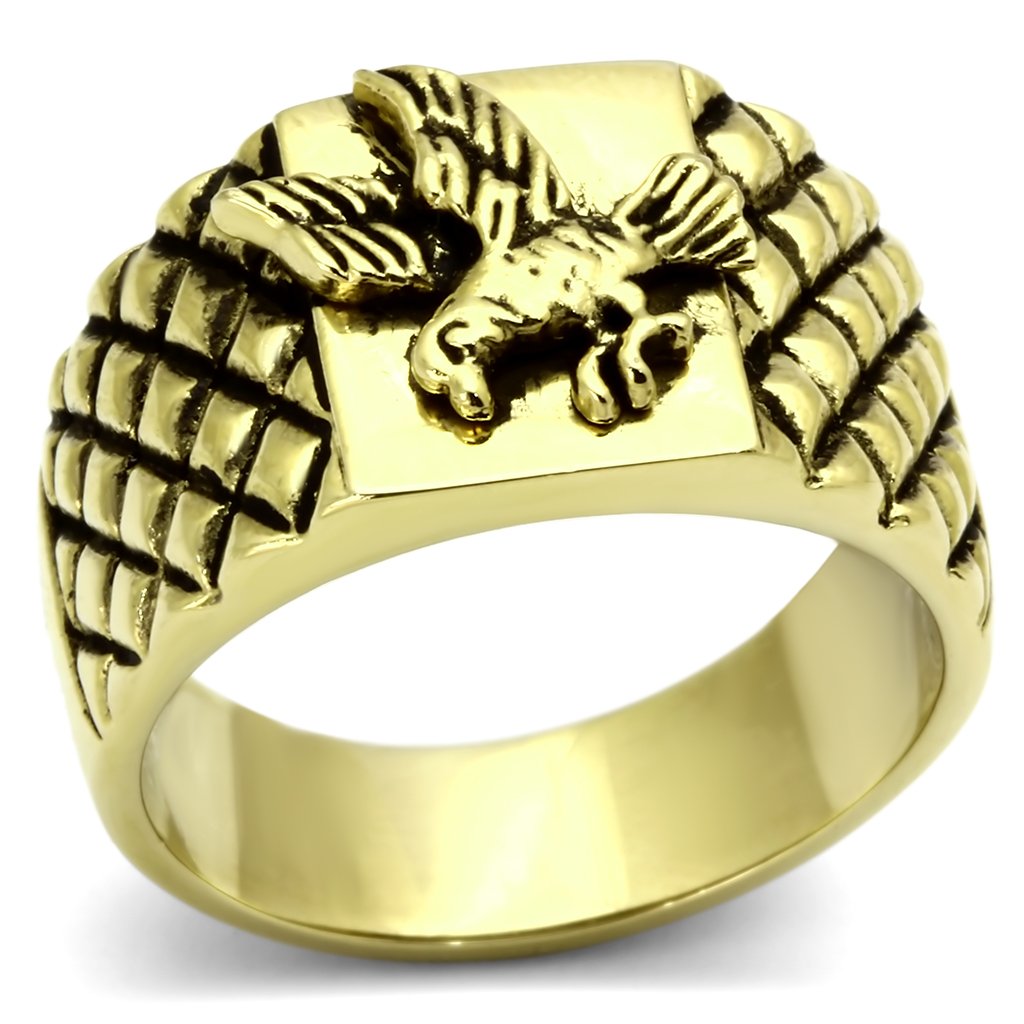 TK773 - IP Gold(Ion Plating) Stainless Steel Ring with No Stone-0