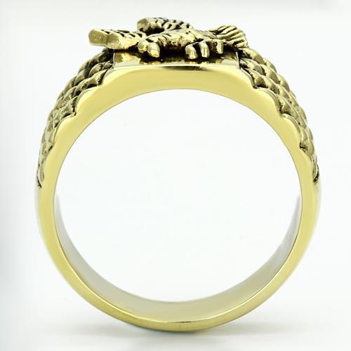 TK773 - IP Gold(Ion Plating) Stainless Steel Ring with No Stone-2