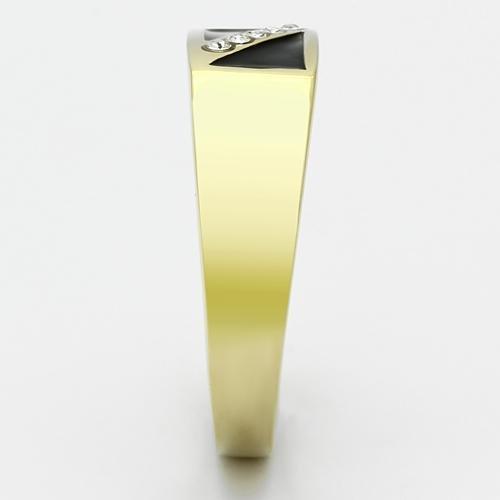 TK775 - IP Gold(Ion Plating) Stainless Steel Ring with Top Grade Crystal  in Clear-3