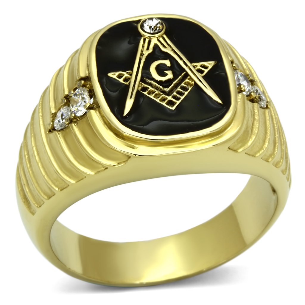 TK776 - IP Gold(Ion Plating) Stainless Steel Ring with Top Grade Crystal  in Clear-0