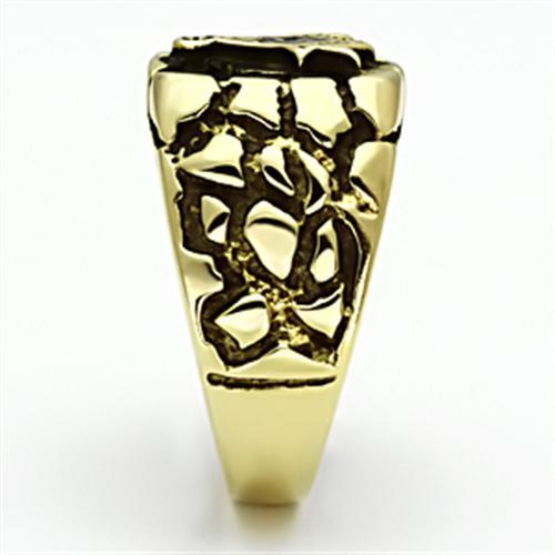 TK778 - IP Gold(Ion Plating) Stainless Steel Ring with No Stone-3