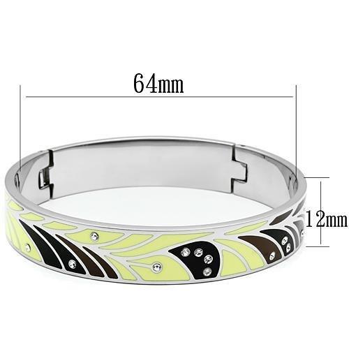 TK780 - High polished (no plating) Stainless Steel Bangle with Top Grade Crystal  in Clear-1