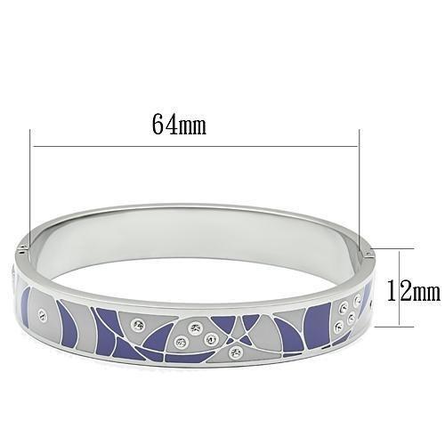 TK781 - High polished (no plating) Stainless Steel Bangle with Top Grade Crystal  in Clear-1