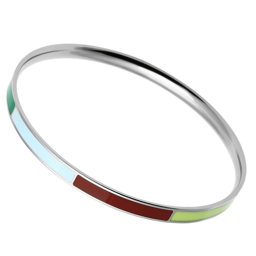TK783 - High polished (no plating) Stainless Steel Bangle with Epoxy  in Multi Color-0