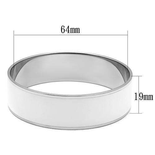 TK784 - High polished (no plating) Stainless Steel Bangle with Epoxy  in White-1