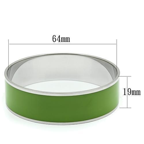TK787 - High polished (no plating) Stainless Steel Bangle with Epoxy  in Emerald-1
