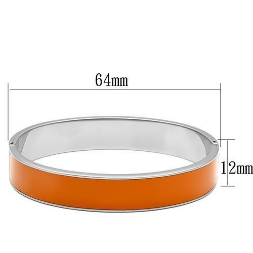 TK788 - High polished (no plating) Stainless Steel Bangle with Epoxy  in Orange-1