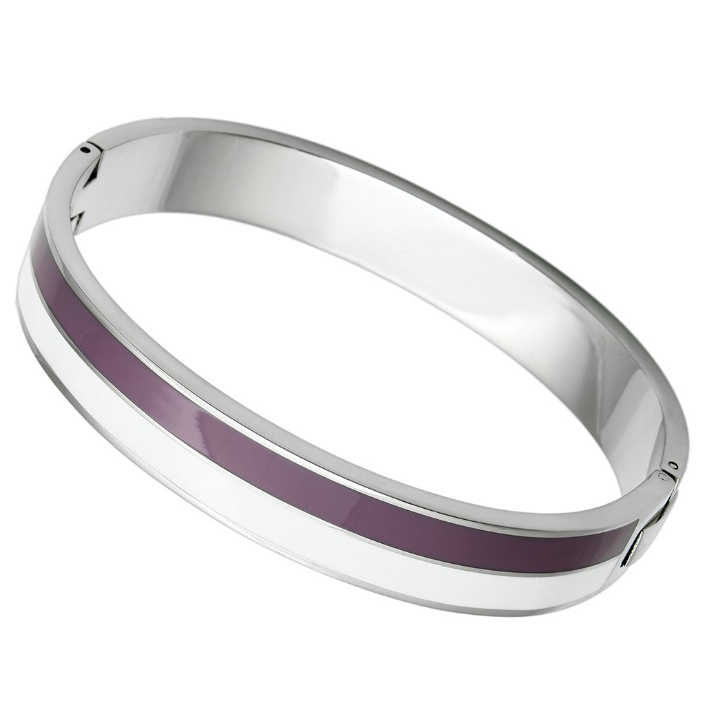 TK790 - High polished (no plating) Stainless Steel Bangle with Epoxy  in Multi Color-0