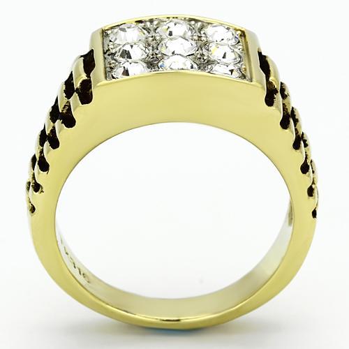 TK796 - Two-Tone IP Gold (Ion Plating) Stainless Steel Ring with Top Grade Crystal  in Clear-2