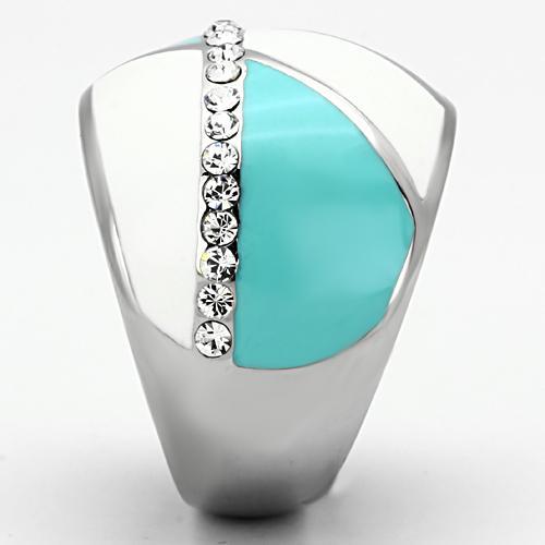 TK812 - High polished (no plating) Stainless Steel Ring with Top Grade Crystal  in Clear-3