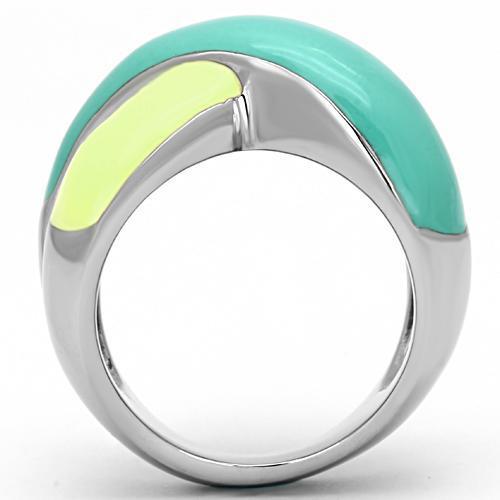 TK813 - High polished (no plating) Stainless Steel Ring with Epoxy  in Multi Color-2