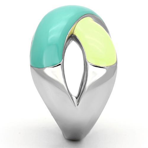 TK813 - High polished (no plating) Stainless Steel Ring with Epoxy  in Multi Color-3