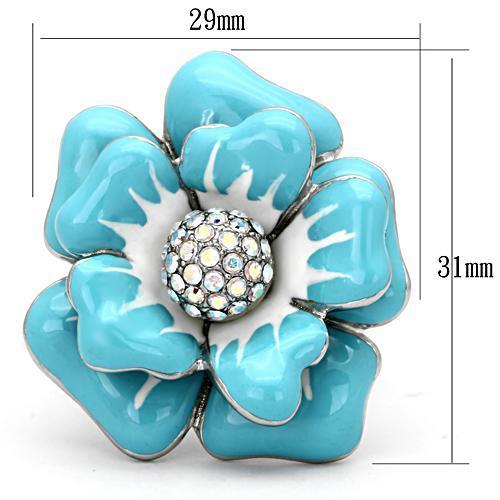 TK817 - High polished (no plating) Stainless Steel Ring with Top Grade Crystal  in Aurora Borealis (Rainbow Effect)-1