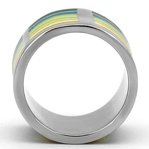 TK819 - High polished (no plating) Stainless Steel Ring with Epoxy  in Multi Color-2