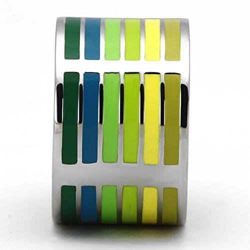 TK819 - High polished (no plating) Stainless Steel Ring with Epoxy  in Multi Color-3