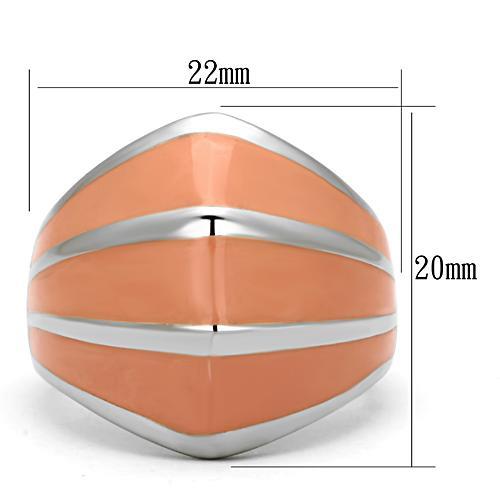 TK822 - High polished (no plating) Stainless Steel Ring with Epoxy  in Orange-1