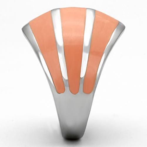 TK822 - High polished (no plating) Stainless Steel Ring with Epoxy  in Orange-3