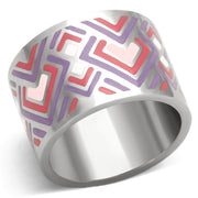 TK823 - High polished (no plating) Stainless Steel Ring with Epoxy  in Multi Color-0
