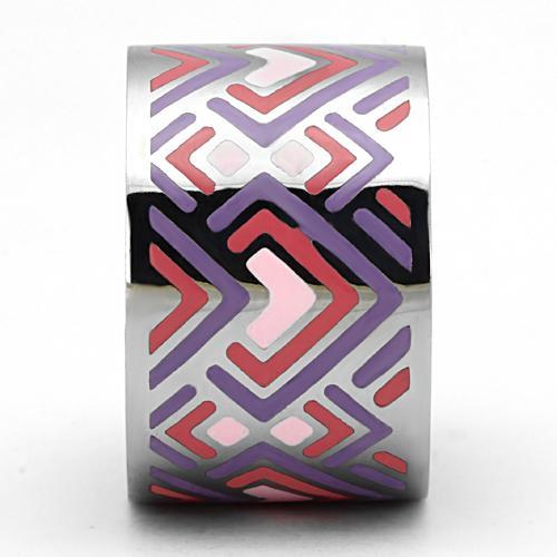 TK823 - High polished (no plating) Stainless Steel Ring with Epoxy  in Multi Color-3