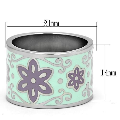 TK824 - High polished (no plating) Stainless Steel Ring with Epoxy  in Multi Color-1