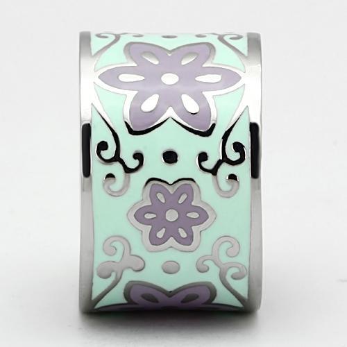 TK824 - High polished (no plating) Stainless Steel Ring with Epoxy  in Multi Color-3