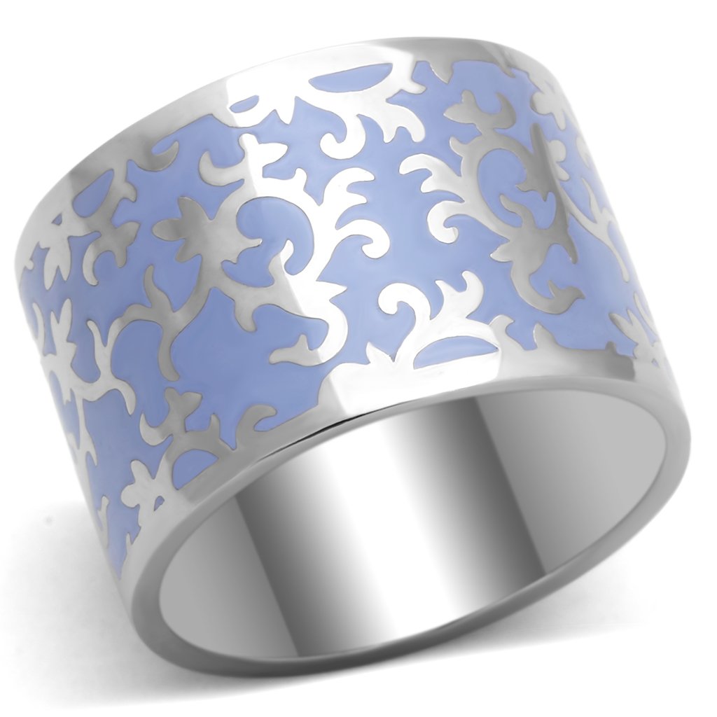 TK825 - High polished (no plating) Stainless Steel Ring with Epoxy  in Amethyst-0