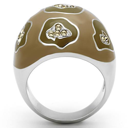 TK826 - High polished (no plating) Stainless Steel Ring with Top Grade Crystal  in Citrine Yellow-2