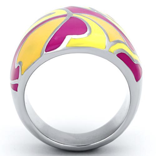 TK834 - High polished (no plating) Stainless Steel Ring with Epoxy  in Multi Color-2