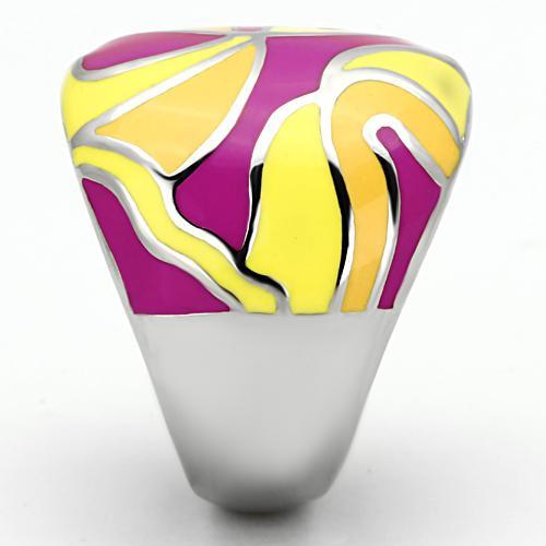 TK834 - High polished (no plating) Stainless Steel Ring with Epoxy  in Multi Color-3
