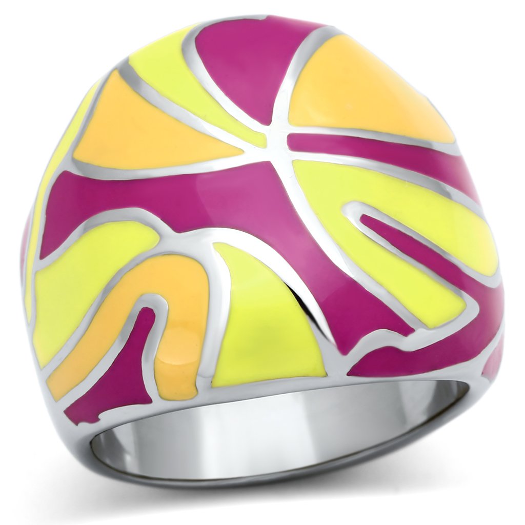 TK834 - High polished (no plating) Stainless Steel Ring with Epoxy  in Multi Color-0