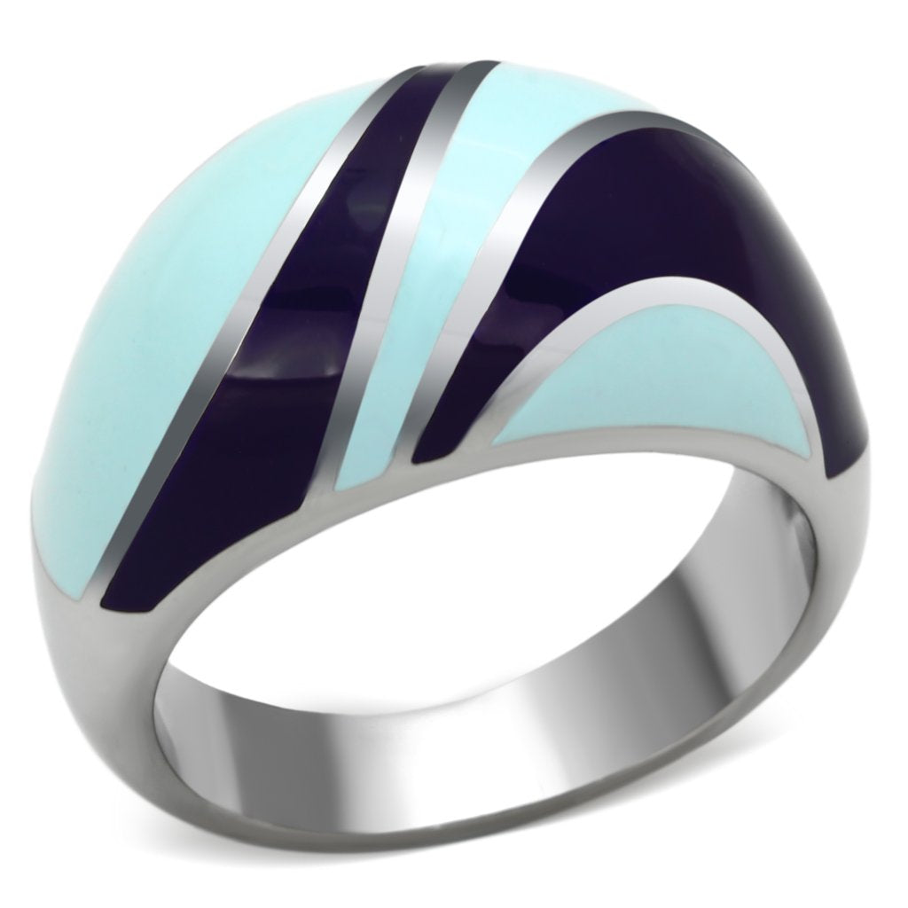 TK835 - High polished (no plating) Stainless Steel Ring with Epoxy  in Multi Color-0