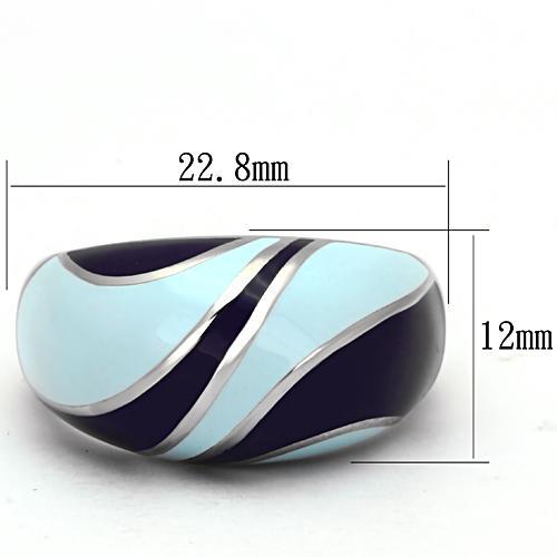 TK835 - High polished (no plating) Stainless Steel Ring with Epoxy  in Multi Color-1
