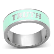 TK836 - High polished (no plating) Stainless Steel Ring with Epoxy  in Turquoise-0