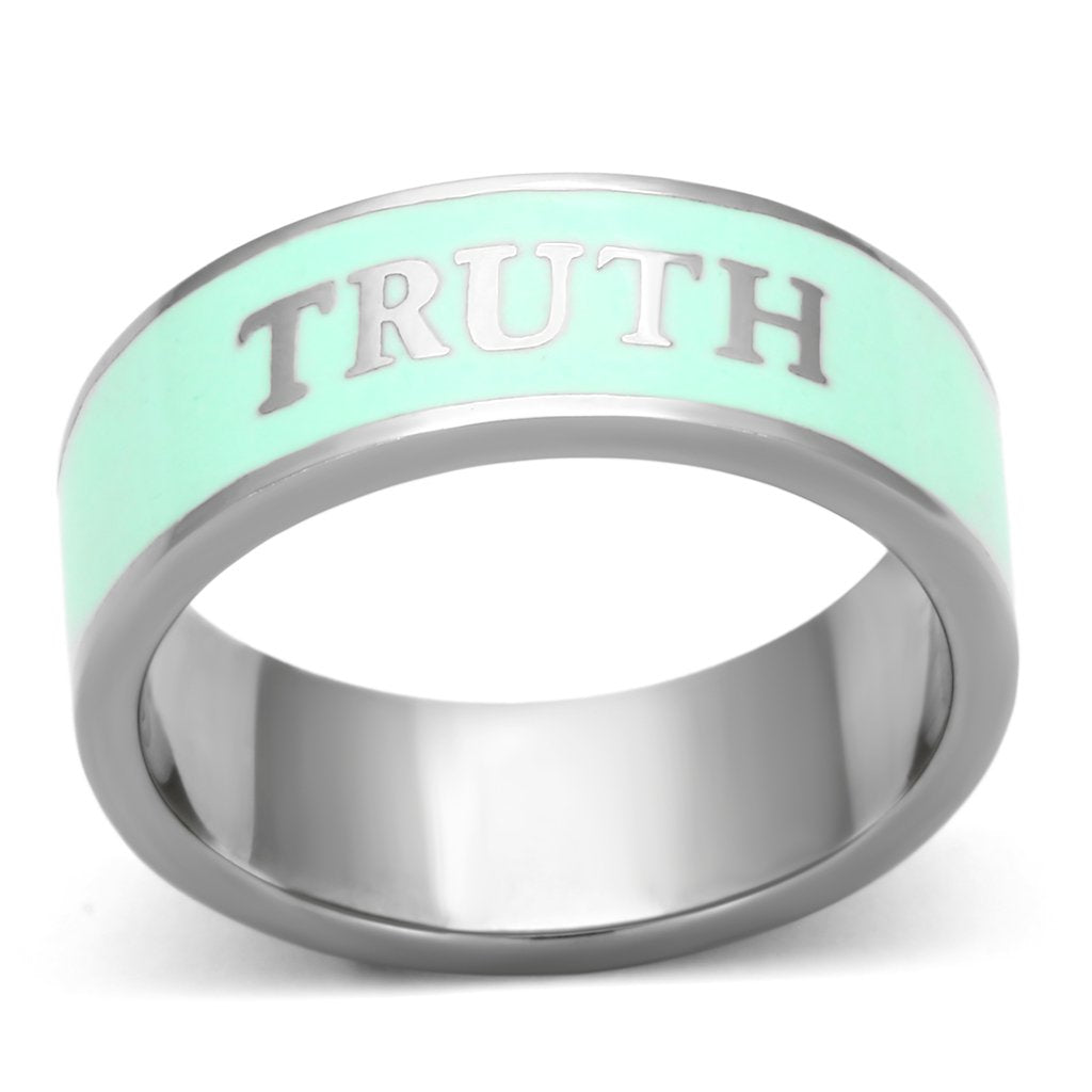 TK836 - High polished (no plating) Stainless Steel Ring with Epoxy  in Turquoise-0