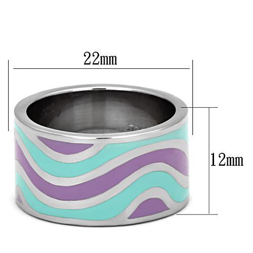 TK840 - High polished (no plating) Stainless Steel Ring with Epoxy  in Multi Color-1