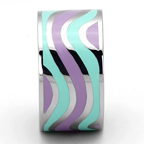 TK840 - High polished (no plating) Stainless Steel Ring with Epoxy  in Multi Color-3