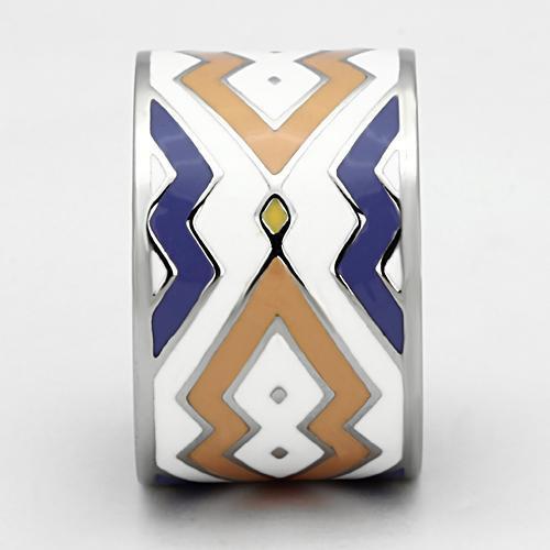 TK841 - High polished (no plating) Stainless Steel Ring with Epoxy  in Multi Color-3