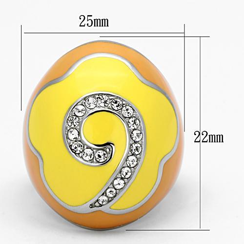 TK846 - High polished (no plating) Stainless Steel Ring with Top Grade Crystal  in Clear-1