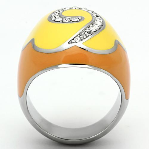 TK846 - High polished (no plating) Stainless Steel Ring with Top Grade Crystal  in Clear-2