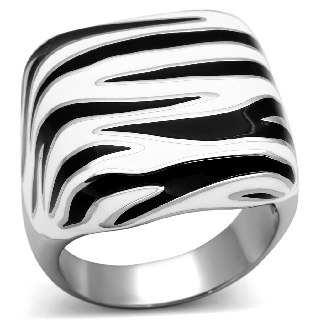TK848 - High polished (no plating) Stainless Steel Ring with Epoxy  in Multi Color-0