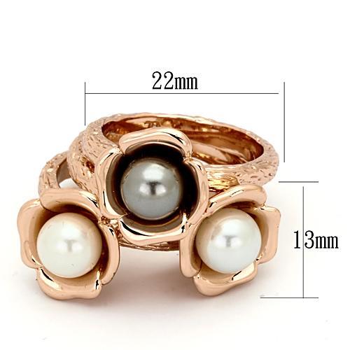 TK852 - IP Rose Gold(Ion Plating) Stainless Steel Ring with Synthetic Glass Bead in Multi Color-1