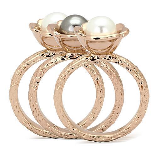 TK852 - IP Rose Gold(Ion Plating) Stainless Steel Ring with Synthetic Glass Bead in Multi Color-2