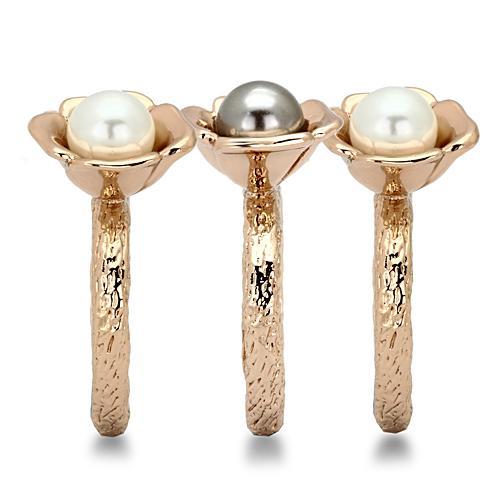 TK852 - IP Rose Gold(Ion Plating) Stainless Steel Ring with Synthetic Glass Bead in Multi Color-3